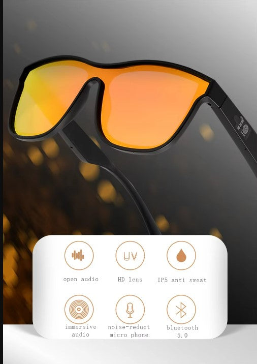 Smart Glasses - Semi-Open Bluetooth Glasses, music, call, voice control sports Sunglasses - Black