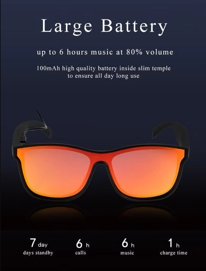 Smart Glasses - Semi-Open Bluetooth Glasses, music, call, voice control sports Sunglasses - Black